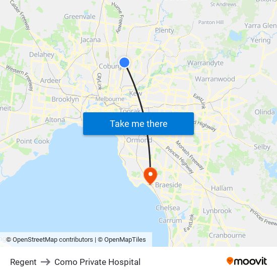 Regent to Como Private Hospital map