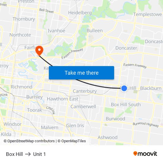 Box Hill to Unit 1 map