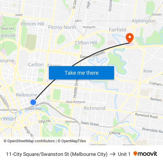 11-City Square/Swanston St (Melbourne City) to Unit 1 map