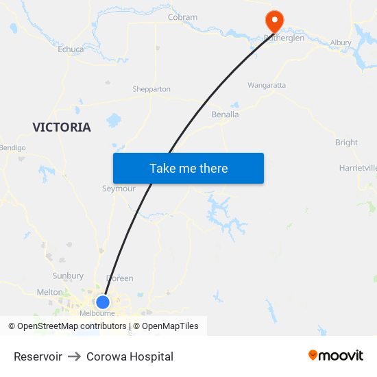 Reservoir to Corowa Hospital map