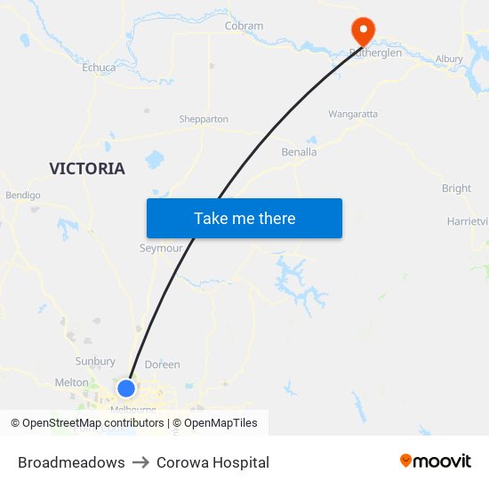 Broadmeadows to Corowa Hospital map