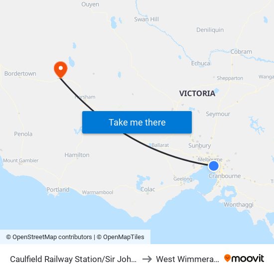 Caulfield Railway Station/Sir John Monash Dr (Caulfield East) to West Wimmera Health Service map