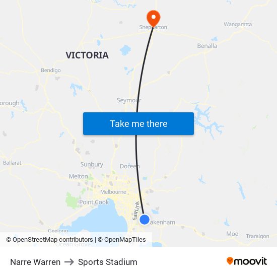 Narre Warren to Sports Stadium map