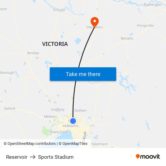 Reservoir to Sports Stadium map