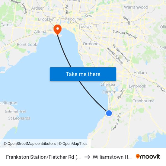 Frankston Station/Fletcher Rd (Frankston) to Williamstown Hospital map