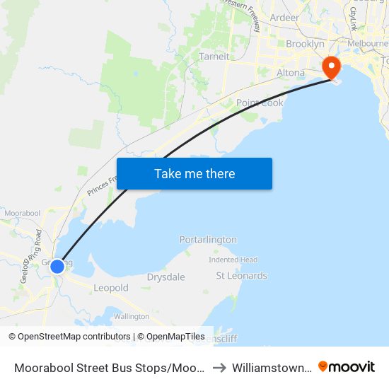 Moorabool Street Bus Stops/Moorabool St (Geelong) to Williamstown Hospital map