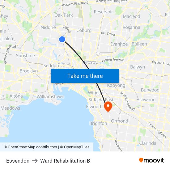 Essendon to Ward Rehabilitation B map