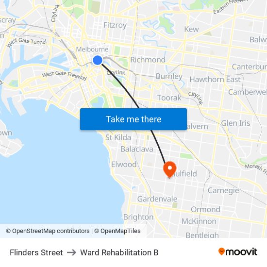 Flinders Street to Ward Rehabilitation B map