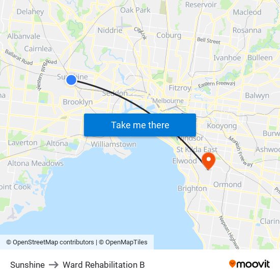 Sunshine to Ward Rehabilitation B map