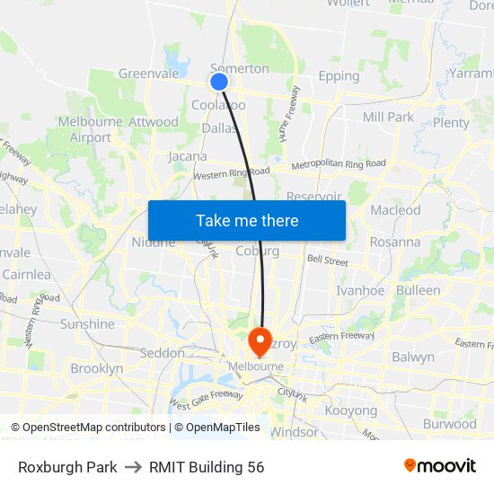 Roxburgh Park to RMIT Building 56 map