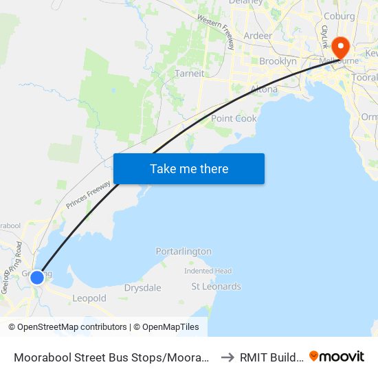 Moorabool Street Bus Stops/Moorabool St (Geelong) to RMIT Building 56 map