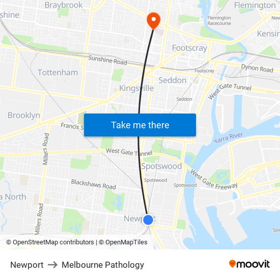 Newport to Melbourne Pathology map