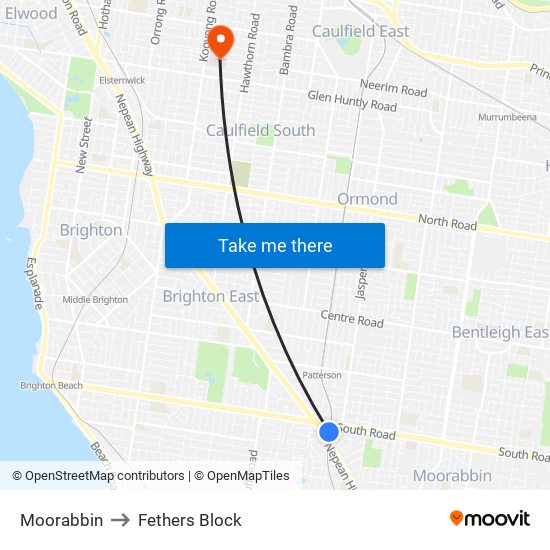 Moorabbin to Fethers Block map