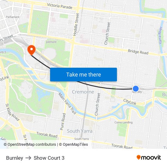 Burnley to Show Court 3 map