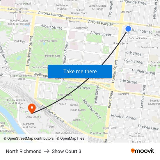 North Richmond to Show Court 3 map