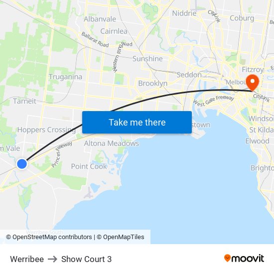 Werribee to Show Court 3 map