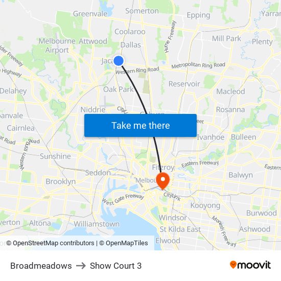 Broadmeadows to Show Court 3 map