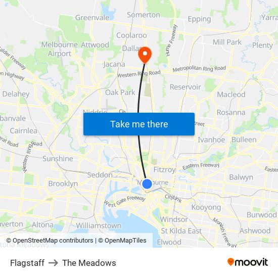 Flagstaff to The Meadows map