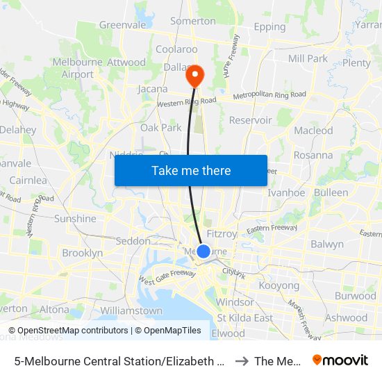 5-Melbourne Central Station/Elizabeth St (Melbourne City) to The Meadows map