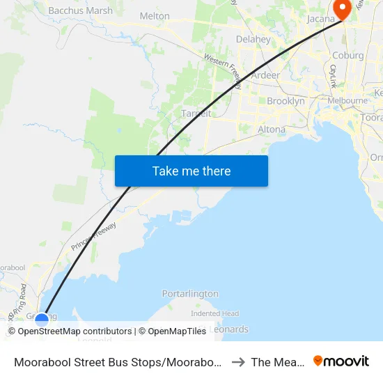 Moorabool Street Bus Stops/Moorabool St to The Meadows map
