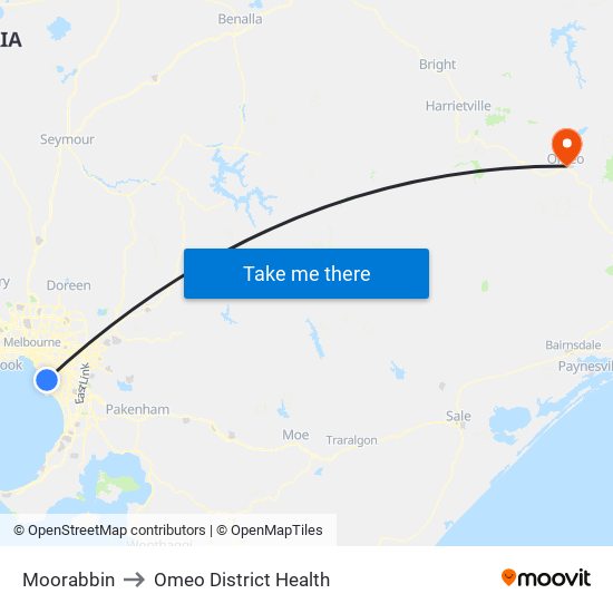 Moorabbin to Omeo District Health map