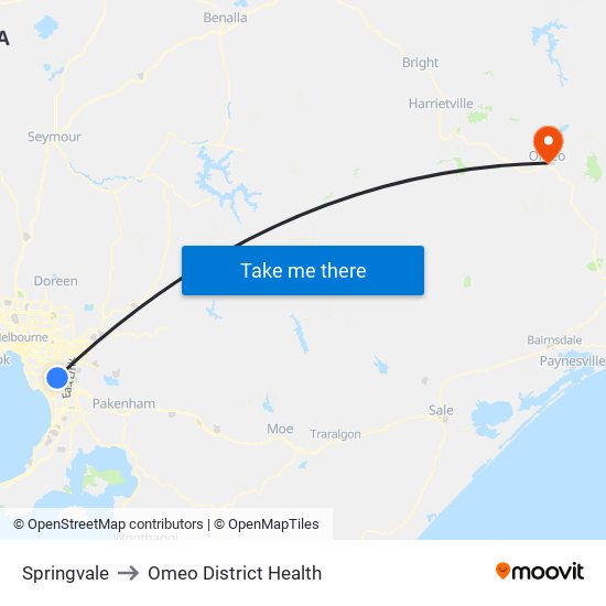 Springvale to Omeo District Health map