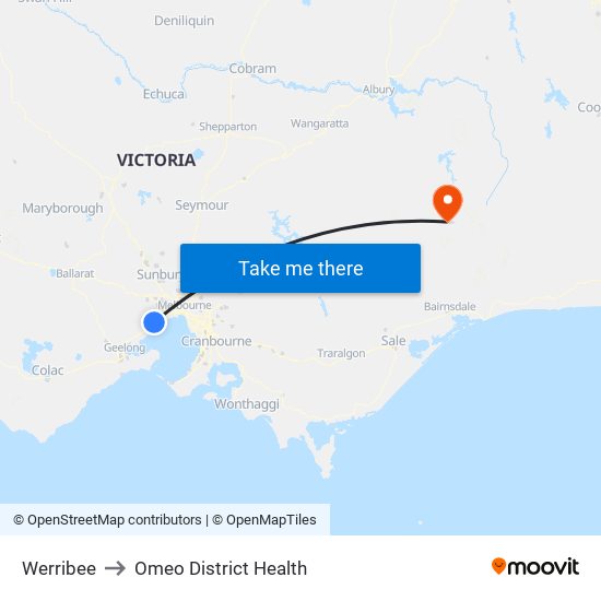 Werribee to Omeo District Health map