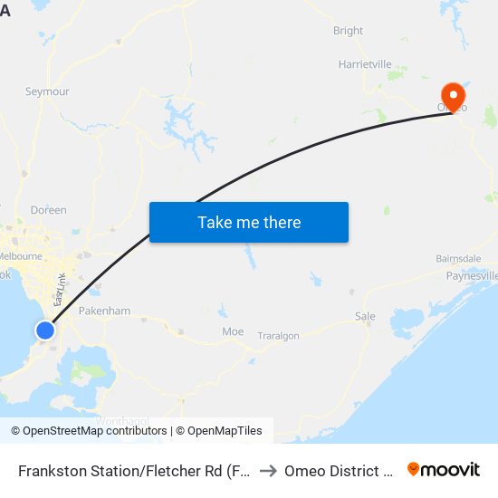 Frankston Station/Fletcher Rd (Frankston) to Omeo District Health map