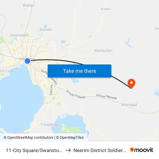 11-City Square/Swanston St (Melbourne City) to Neerim District Soldiers Memorial Hospital map