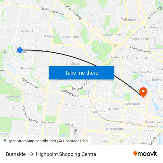 Burnside to Highpoint Shopping Centre map