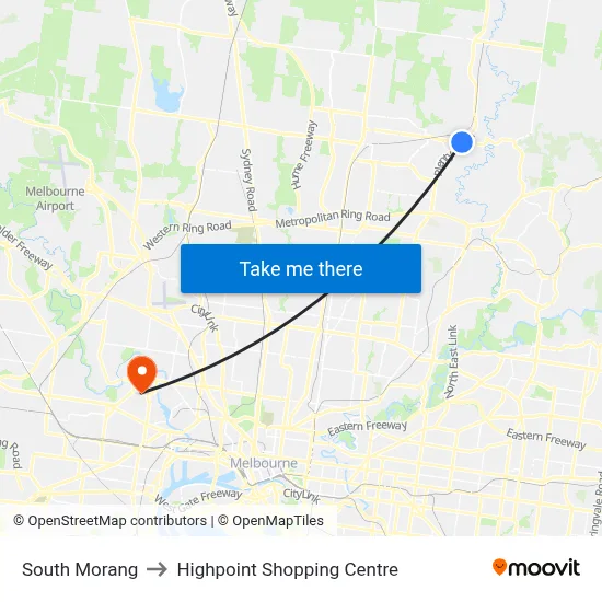 South Morang to Highpoint Shopping Centre map