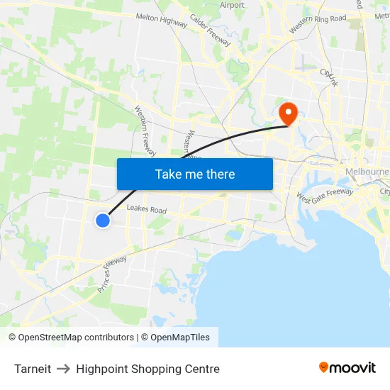 Tarneit to Highpoint Shopping Centre map