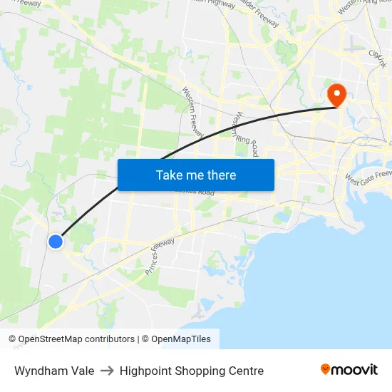 Wyndham Vale to Highpoint Shopping Centre map