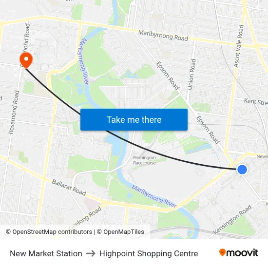 New Market Station to Highpoint Shopping Centre map