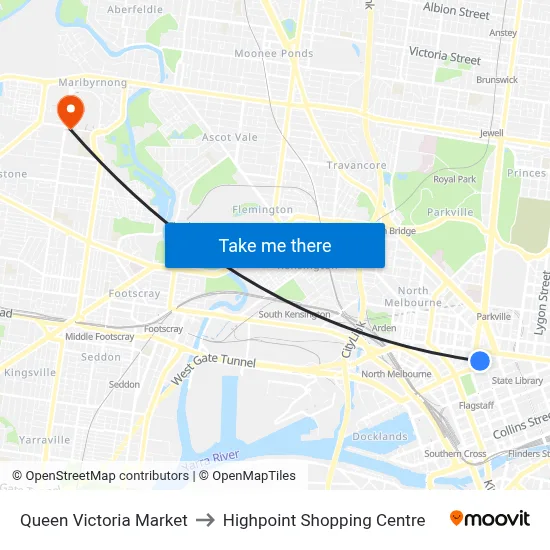 Queen Victoria Market to Highpoint Shopping Centre map