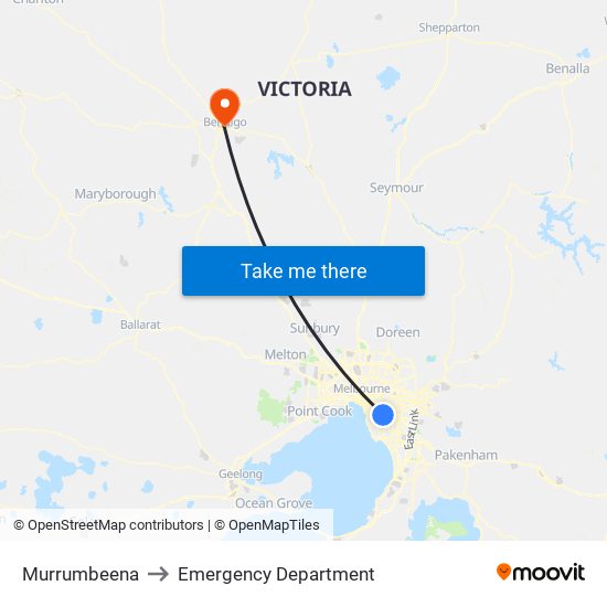 Murrumbeena to Emergency Department map