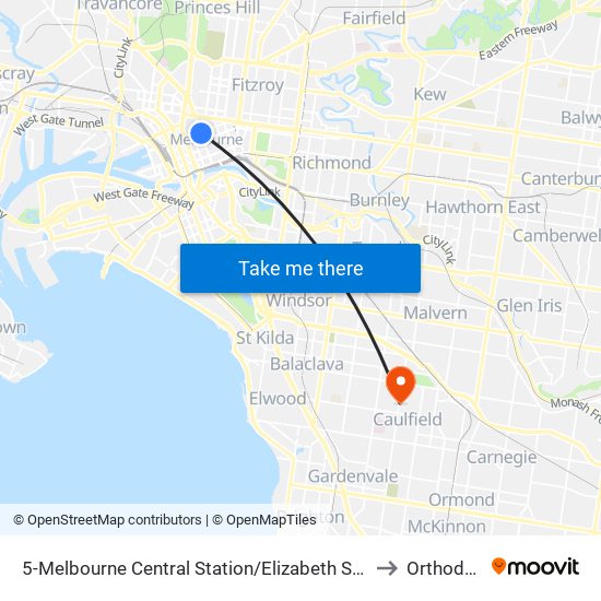 5-Melbourne Central Station/Elizabeth St (Melbourne City) to Orthodontist map