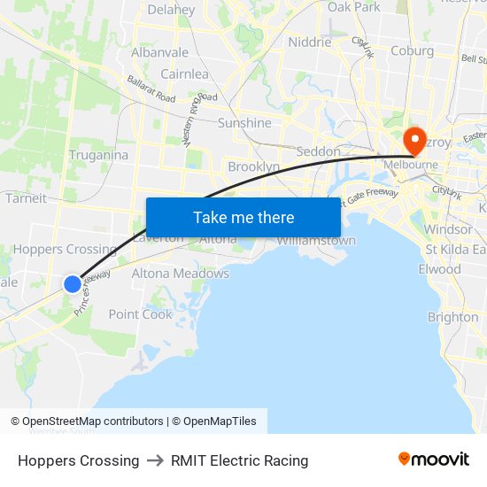 Hoppers Crossing to RMIT Electric Racing map