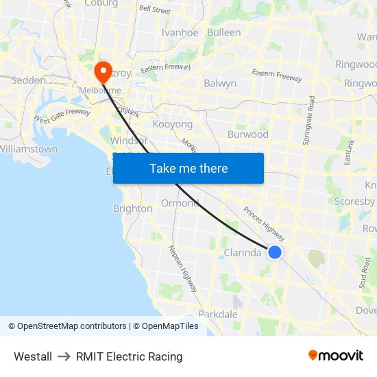 Westall to RMIT Electric Racing map