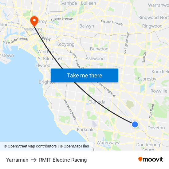 Yarraman to RMIT Electric Racing map