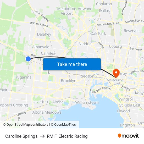 Caroline Springs to RMIT Electric Racing map