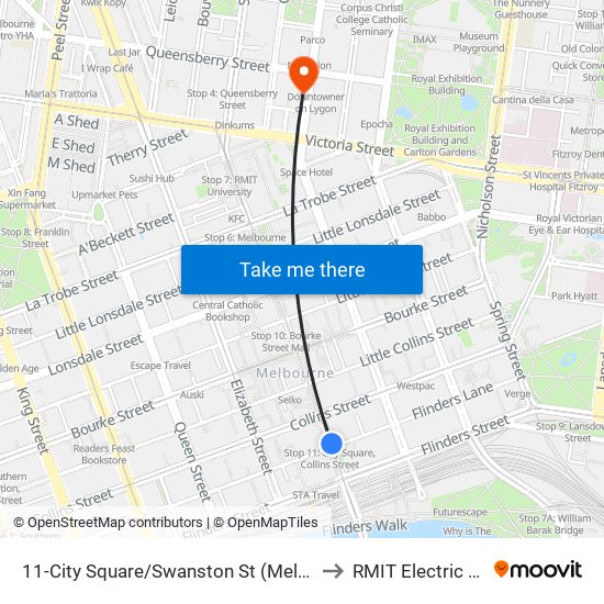 11-City Square/Swanston St (Melbourne City) to RMIT Electric Racing map