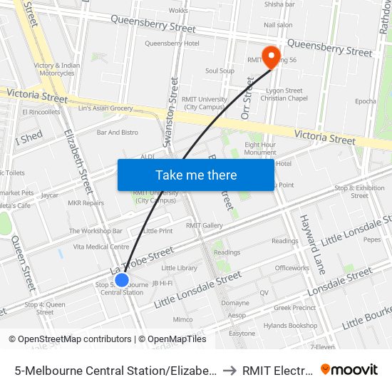 5-Melbourne Central Station/Elizabeth St (Melbourne City) to RMIT Electric Racing map