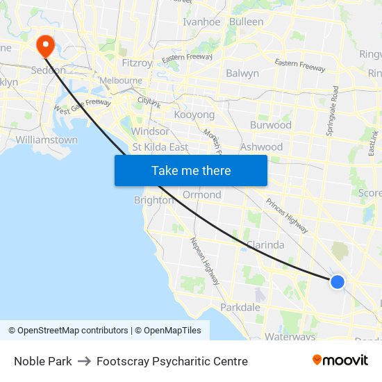 Noble Park to Footscray Psycharitic Centre map