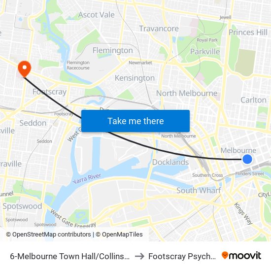 6-Melbourne Town Hall/Collins St (Melbourne City) to Footscray Psycharitic Centre map