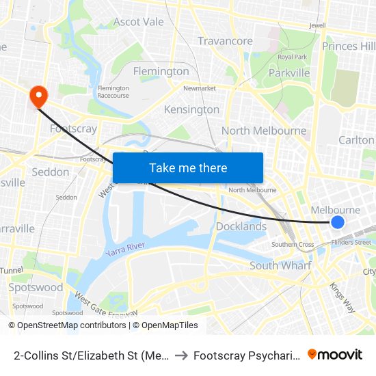 2-Collins St/Elizabeth St (Melbourne City) to Footscray Psycharitic Centre map