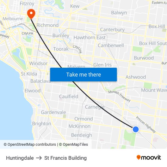 Huntingdale to St Francis Building map