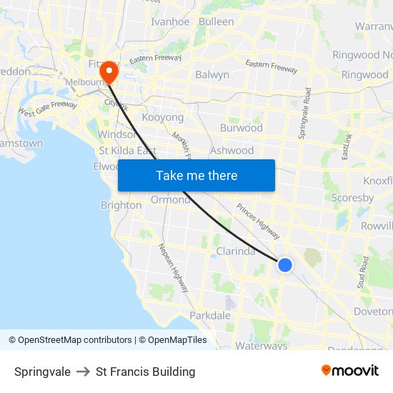 Springvale to St Francis Building map