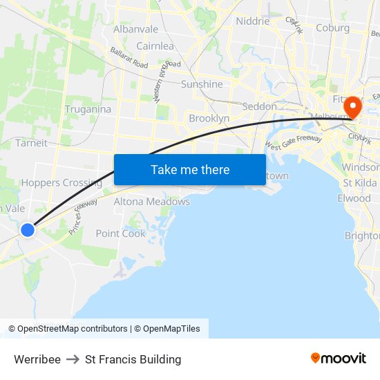 Werribee to St Francis Building map