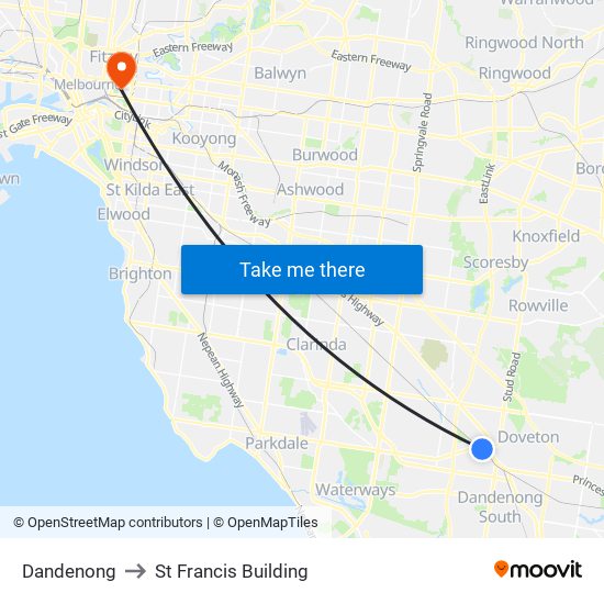 Dandenong to St Francis Building map